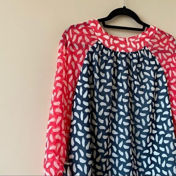 BODEN-SYLVIE Two Tone Pink/Navy Blouse - Picture 5 of 12